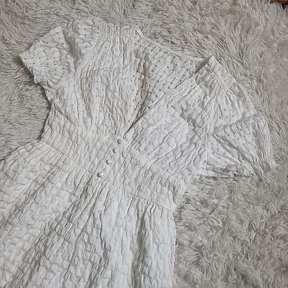 *SOLD* White Semi Sheer White Crinkly Picnic Girly Coquette Babydoll Dress - S - Picture 14 of 15